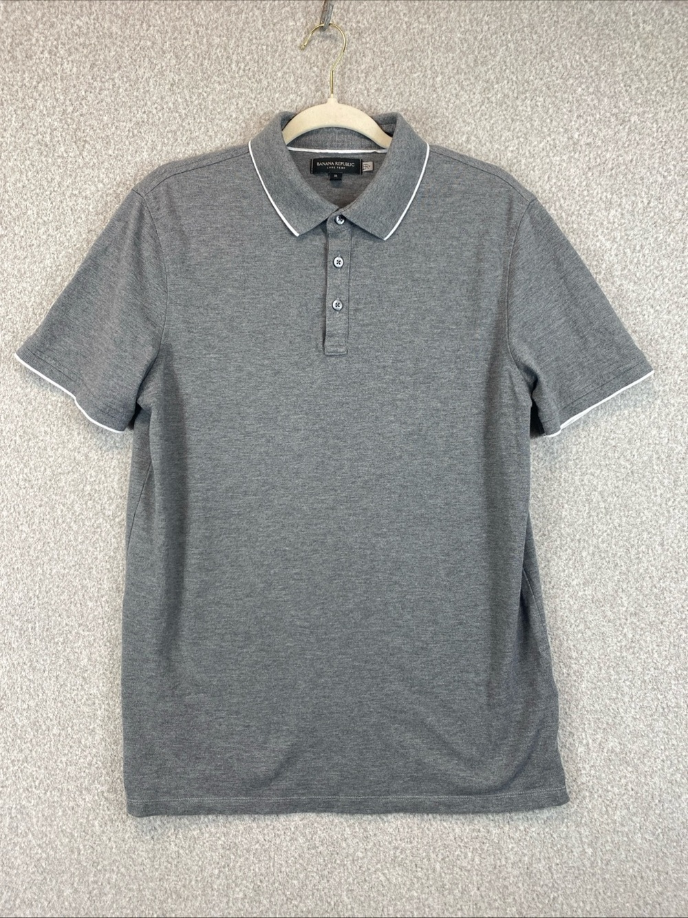 Banana Republic Men’s Medium Core Temp Polo Gray Preppy Basics Golf